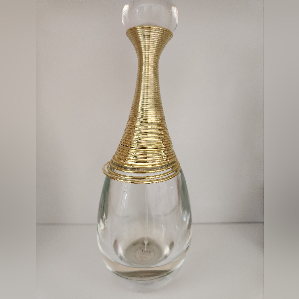 Dior J''Adore Elegant Gold and Clear Glass Vase